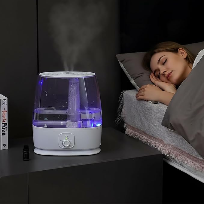 Novaspark 6L Humidifier Large Room 500 Sq Ft, 60H Ultrasonic Cool Mist Top Fill, Whisper Quiet 28dB, Auto Shut-Off, Night Light for Baby Nursery Bedroom Plants - 1.6 Gallon