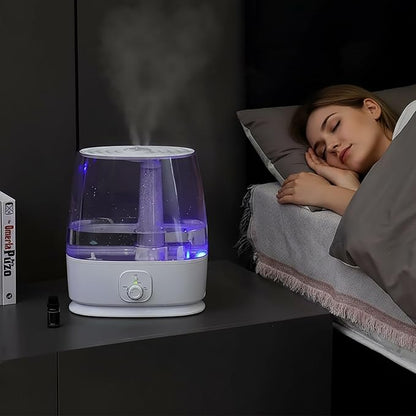 Novaspark 6L Humidifier Large Room 500 Sq Ft, 60H Ultrasonic Cool Mist Top Fill, Whisper Quiet 28dB, Auto Shut-Off, Night Light for Baby Nursery Bedroom Plants - 1.6 Gallon