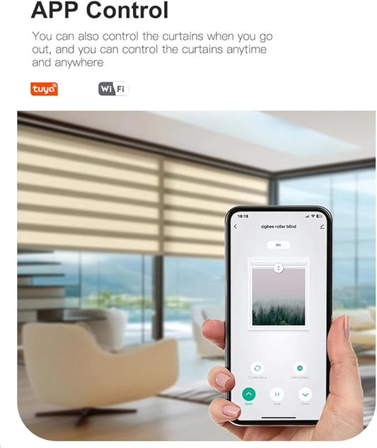 Smart WiFi Roller Shade Motor, Heavy Duty Electric Blind Motorization Kit, Compatible with Alexa & Google Home, 6N.m/10N.m Motorized Blinds Kit (6.0 N.m Motor Suitable for Φ40mm (1.57") Round Tube)