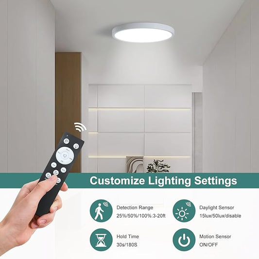 7 INCH Motion Activated Closet Light, Flush Mount Light Fixture, Motion Sensor Ceiling Lights for Closet Hallway Porch Laundry Garage Basement, Motion Light 3000k/4000k/6000k White