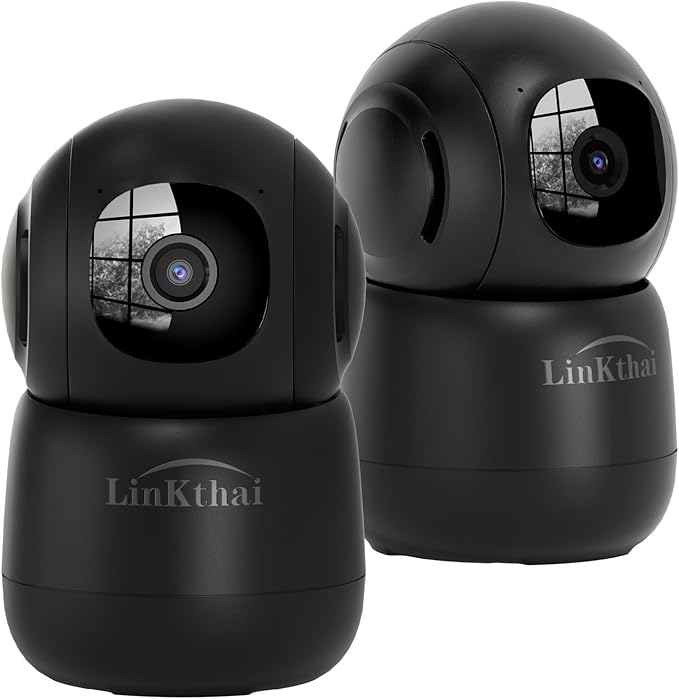 Indoor Camera, 2K Cameras for Home Security with App Motion Detection Auto Tracking Alarm Live Notice Schedule Default Location, Pet Camera with Night Vision, 2.4 GHz, Black, 2 Pack