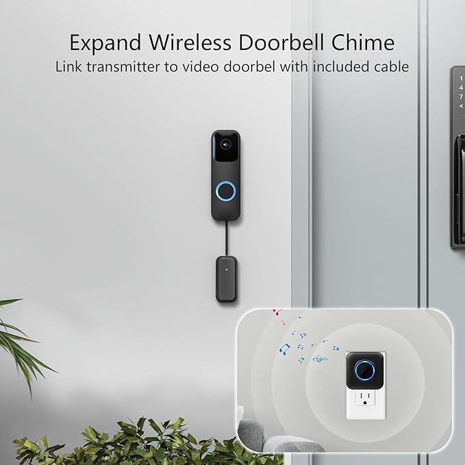 Satisure Wireless Doorbell Chime Video Doorbell Extender - Compatible with Blink Video Doorbell and Blink Video Doorbell (2nd Gen) (1 Video Doorbell Extender 2 Receiver）
