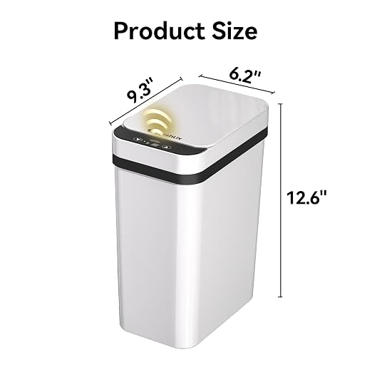 FRESHLIX 3 Pack Bathroom Trash Can 2.6 Gallon Small Touchless Automatic Motion Sensor Trash Cans Slim Waterproof Garbage Bin with Lid for Kitchen, Office, Bedroom White