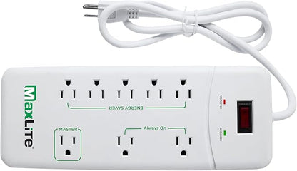 MaxLite Advanced Power Strip with 8 RECEPTACLES and 1350 Joules of Surge Protection,White,APS-8/1350J