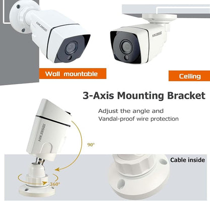 4CH 1080P Security Camera System Outdoor Indoor with Motion Detection, Night Vision, with 500GB Hard Drive, 2pcs HD 1080P 1920TVL Surveillance Bullet Cameras, for Home 24/7 Recording
