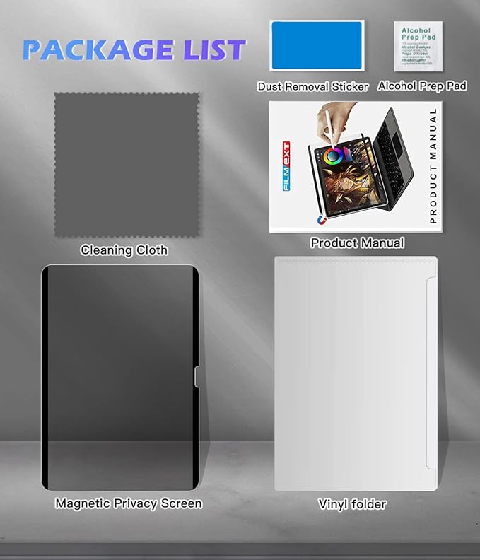 FILMEXT iPad 10th Generation Privacy Screen Protector iPad 10.9 2022, Magnetic Anti-Spy Anti Glare Blue Light Filter, Removable Installation for iPad 10.9-inch A2696/A2757/A2777, [Landscape Privacy]