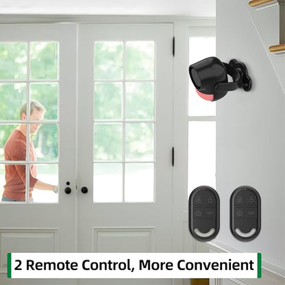Luckydeer 125dB Loud Motion Sensor Alarm with 328ft Remote Control (40ft PIR Detector, 3*AA Batteries), Indoor Wireless Infrared Security Motion Detector with Siren for Home/Shed (Black-2 Remotes)