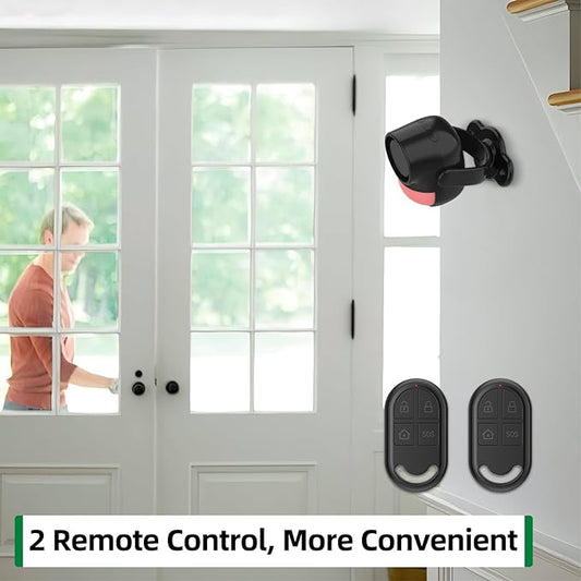 Luckydeer 125dB Loud Motion Sensor Alarm with 328ft Remote Control (40ft PIR Detector, 3*AA Batteries), Indoor Wireless Infrared Security Motion Detector with Siren for Home/Shed (Black-2 Remotes)