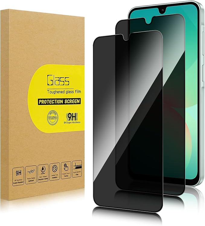 2 Pack Privacy Screen Protector for Samsung Galaxy A26 5G[Anti-Spy Tempered Glass], Ultra HD, Anti-Scratch, Bubble-Free, Easy Install 9H Protective Glass for Galaxy A26