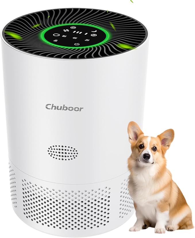 Chuboor Air Purifiers for Home Large Rooms, H13 True HEPA Air Purifiers for Bedroom Dorm Room Pets or Smoke, Dust, Pollen, Odors, Auto Mode, Sleep Mode, PJ01, White