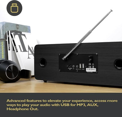 MS5 Upgrade Premium Internet Radio,Spotify HiFi,Bluetooth Stereo System for Home with CD Player,FM Radio, Acoustic Wood Cabinet,AUX & USB Input,50 Presets, OKTIV APP & Remote Control- Black Oak