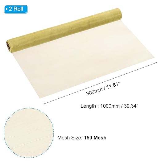 PATIKIL Brass Woven Wire Mesh Screen Roll 39x12, 2 Roll 150 Mesh Filter Metal Coarse Dense Gauze Mesh for Window Security Vent Cover Filtration Animals Fence, Yellow
