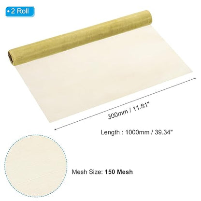 PATIKIL Brass Woven Wire Mesh Screen Roll 39x12, 2 Roll 150 Mesh Filter Metal Coarse Dense Gauze Mesh for Window Security Vent Cover Filtration Animals Fence, Yellow