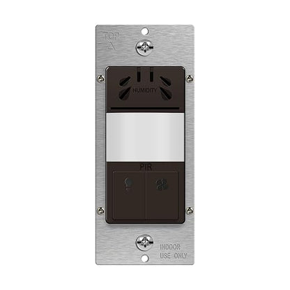 TOPGREENER Humidity Sensor Switch with PIR Lighting Motion Sensor, Neutral Wire Required, Air Moisture Detection for Ventilation Fan, Bathroom Fan Automated Control, UL Listed, TDHOS5-BR, Brown