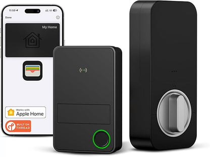ThorBolt X3 Smart HomeKit Keyless Entry Fingerprint Door Lock, Black | with Apple Home Key, 8xAA Alkaline Batteries, Works with HomeKit Over Thread, 5 Ways to Unlock, IP65 Weatherproof