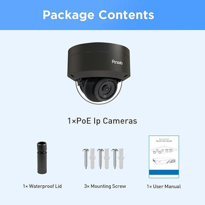 5MP PoE IP Outdoor/Indoor Vandal Proof Dome Camera, 2.8mm 110°Wide Angle, H.265 Security IP PoE Camera, 100ft IR Night Vision, IP66 IK10 Resistance, AI Human Detection, PD54BA3-5M (Not PTZ)
