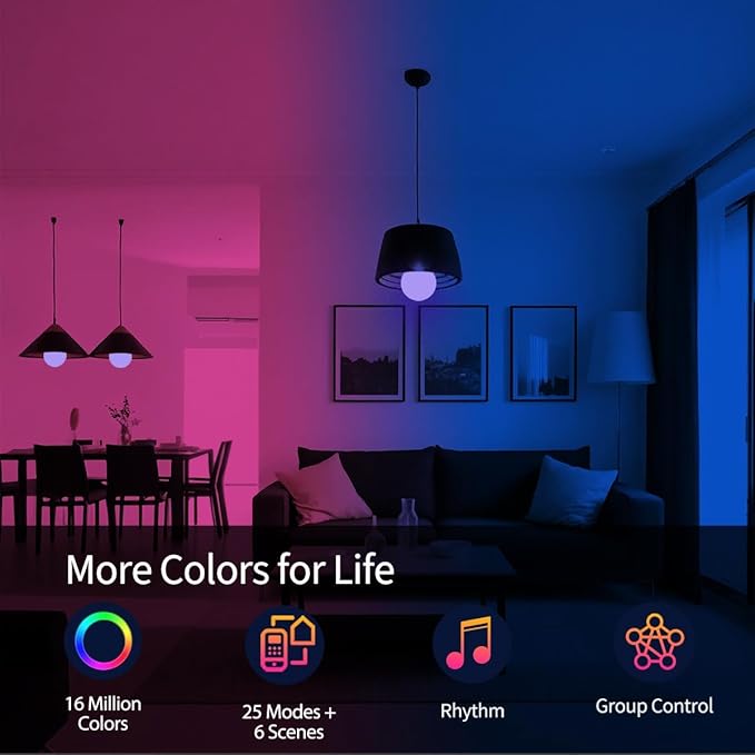 ILC G120 LED Large Globe Light Bulbs 15W, Compatible with Alexa Hub Required, Φ4.72 inch, Color Changing, CCT Color Temprature Turnable 2700K-6000K, CRI>95+, 150W Equivatlent, E26 Base (2 Pack)