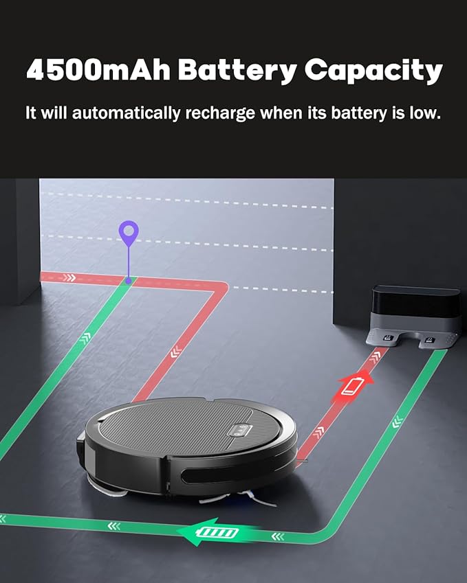 V3 Robot Vacuum and Mop, 3 in 1 Robot Vacuum Cleaner, Self-Charging Robotic Vacuum, 120 Min Runtime, 5000Pa Suction, 2.99" Thin, Support 2.4GWifi/ Alexa/App, for Pet Hair,Carpet,Hard Floor