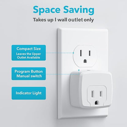 HBN Remote Control Outlet with 100FT RF Signal, Wireless On Off Switch Plug for Household Appliances, Battery Included, 15A/1875W(5 Outlets + 2 Remotes)