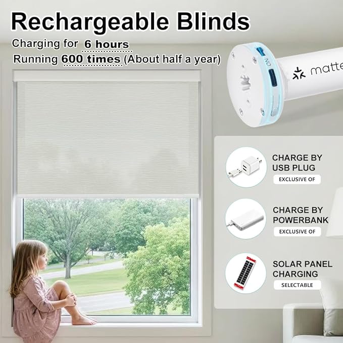 Aprilsmart Motorized Blinds with Remote,Light Filtering Motorized Roller Shades Work with Apple Homekit,Alexa,SmartThings,Google Home,Customize Blinds(Sample-13)