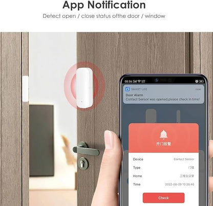 WiFi Door Sensor,Smart Door Open/Closed Detectors,2.4G WiFi Door Sensor, Tuya/Smart Life Contact Sensors for Home Security & Smart Home Automation, Compatible with Alexa Google Assistant (White)