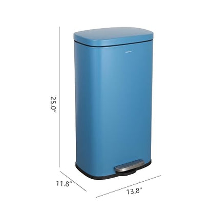 happimess Curtis 8 Gal Step Trash Can Soft Close 25", Bright Cobalt Blue