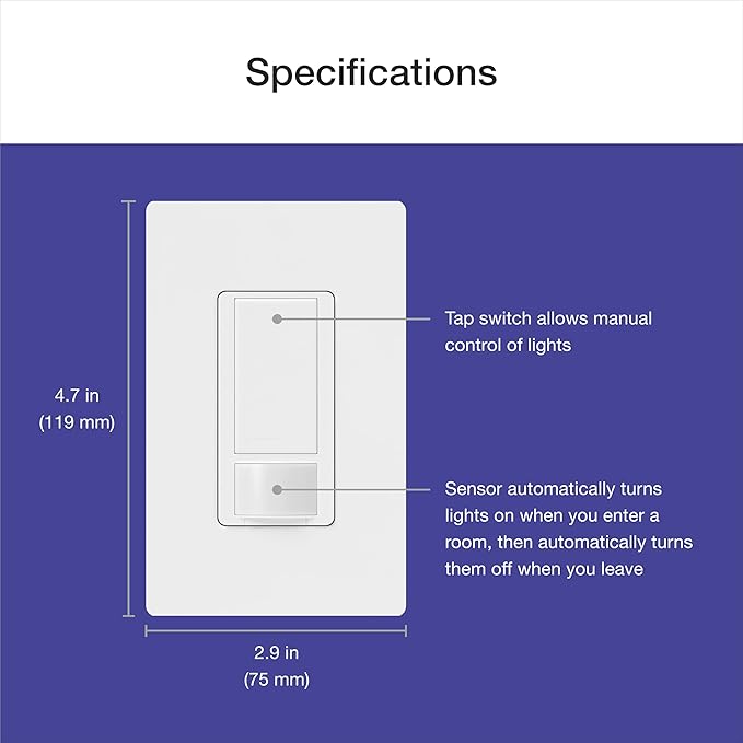 Lutron Maestro Motion Sensor Switch | 2 Amp, Single Pole | MS-OPS2-HT | Hot