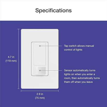 Lutron Maestro Motion Sensor Switch | 2 Amp, Single Pole | MS-OPS2-HT | Hot