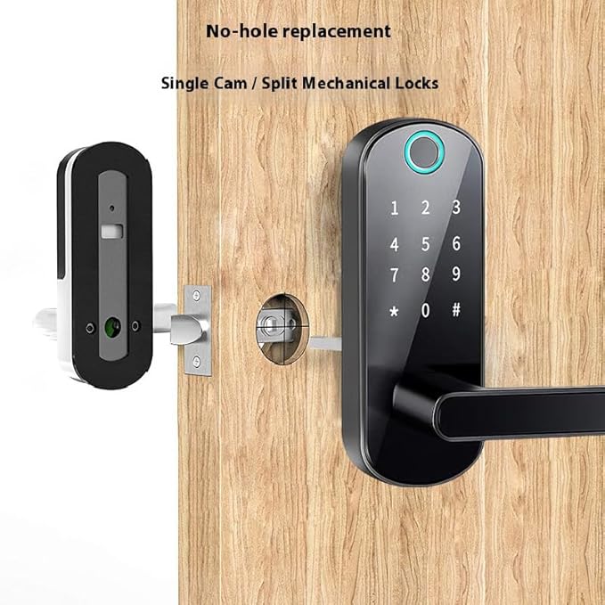 Keyless-Entry Fingerprint Smart Door Lock: LORVIBO Digital Electronic Lock with Code Passcode, Electric Door Knob, Biometric Door Handle, Perfect for Exterior/Interior/Entry/Bedroom Doors (Black)