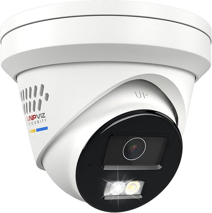 Anpviz 8MP IP PoE Camera, Strobe Light and Audio Alarm, Metal Turret 4K Security Camera Outdoor, 2 Way Audio, Color Night Vision, Human/Vehicle Detection, IP67 Waterproof, 2.8mm Lens, IPC-D3683WD-SA
