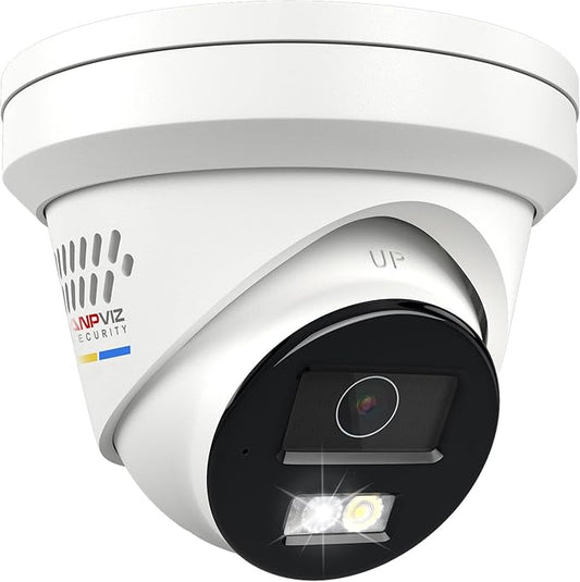 Anpviz 8MP IP PoE Camera, Strobe Light and Audio Alarm, Metal Turret 4K Security Camera Outdoor, 2 Way Audio, Color Night Vision, Human/Vehicle Detection, IP67 Waterproof, 2.8mm Lens, IPC-D3683WD-SA