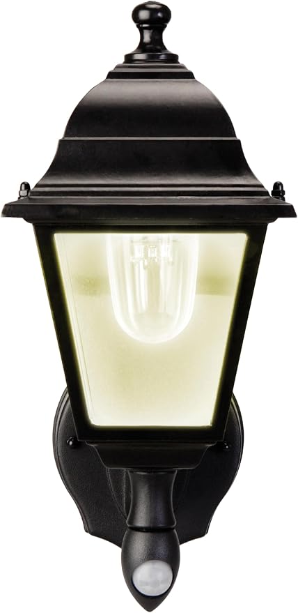 MAXSA 43319 Battery-Run Motion-Activated Outdoor Metal Wall Sconce Black
