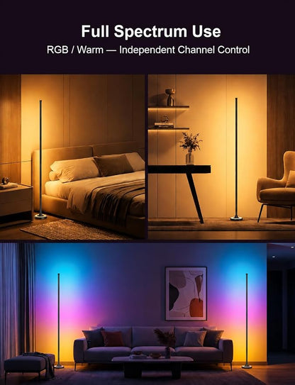 APPECK RGBW 60 Inch Floor Lamp, Standing Lamps with App Control | Smart Corner Floor Flamp Color Changing Modern Standing Lamps with 110 Scenes for Bedroom, Living Room,Compatible with Alexa
