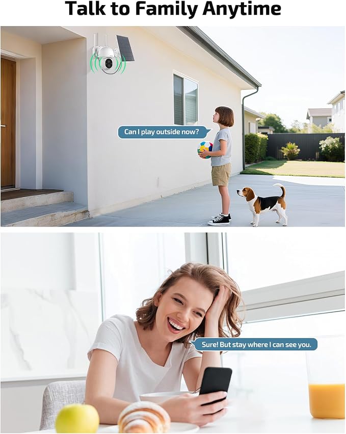 Outdoor Wireless Security Camera System, 4MP Solar Powered Battery Cameras