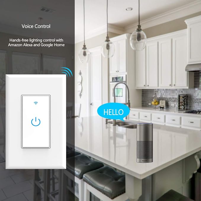 Smart Light Switch WiFi Switch Touch Wall Switch 1 Gang | Compatible with Alexa Google Home