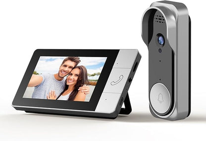 Video Doorbell with 43" Monitor, No WiFi Needed, 130° Wide Angle, Infrared Night Vision, 2-Way Audio & Local SD Card Recording
