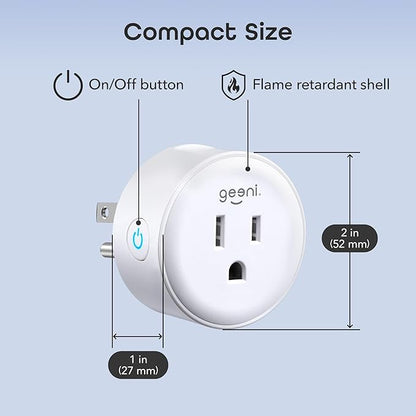 Geeni Dot Smart Plug with 2.4GHz WiFi Connectivity – 2-Pack Compact, Fire-Resistant Smart Outlet Plugs with Schedule & Timer – No Hub Needed, Supports Alexa & Google