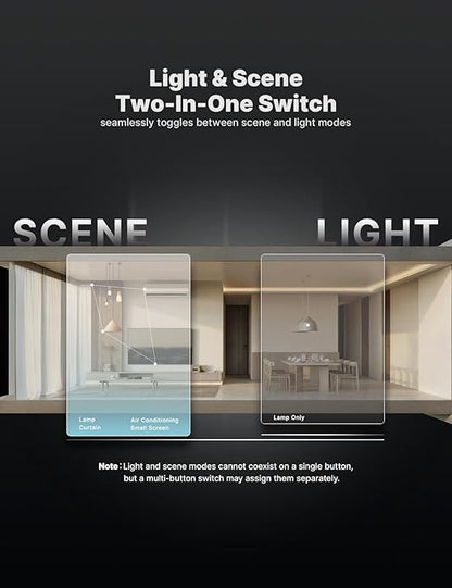 MOES Full Touch Smart Switch, SF(Star Feather 2026 Version) Wall Light Switch, Neutral Wire Required, Anti-Glare Panel, 2.4GHz WiFi Work with Smart Life/Tuya App, Alexa and Google Home White 1 Gang