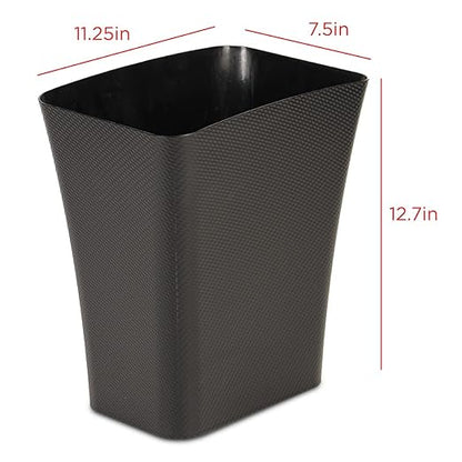 Clorox Textura Slim Trash Can - 3.1 Gallon Small Waste Basket for Narrow Spaces - Skinny Plastic Garbage Bin for Bathroom, Bedroom, or Office, Black