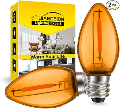 Ruiandsion E12 LED Bulb 110V Orange No Stroboscopic Eye Protection for Chandelier Wall Night Table Floor Window Display Light Pack of 2