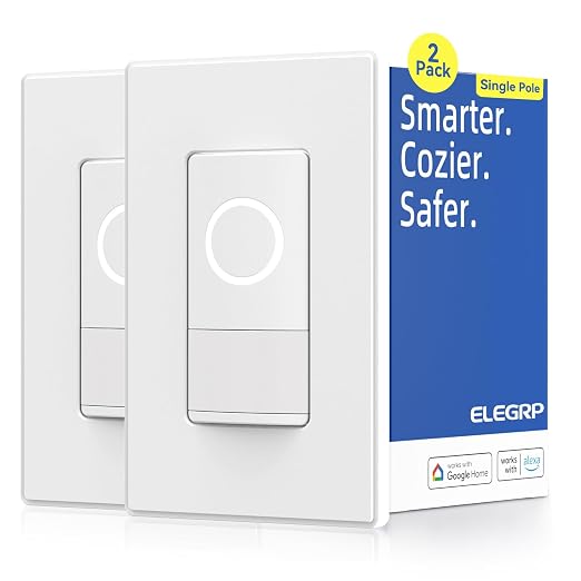 ELEGRP Smart Motion Sensor Switch, 2.4GHz Wi-Fi Single Pole Light Switch Works with Alexa & Google Assistant, APP Remote Control, Neutral Wire Required, UL Certified, No Hub Required (White, 2 Pack)