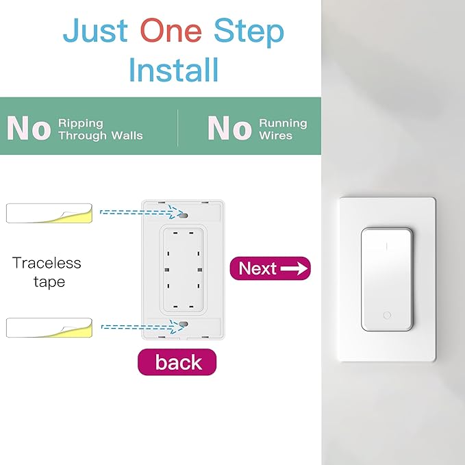 Remote Control Outlet Plug with Remote Switch, Long Range Wireless Light Switch for Lamps and Household Appliances, 15A/1875W, UL Listed, White