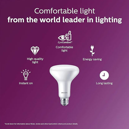 PHILIPS LED 65W BR30 6-Pack Ultra Definition Daylight (5000K) 650 Lumen (7.5W = 65W) Dimmable Frosted Flicker-Free Light Bulbs