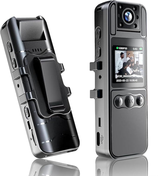 64GB Included, 4K UHD 30FPS Recording,1.4 in Screen Recorder,Body Cameras,Wearable Body Cam,6HR Battery Life, for Outdoor Riding,Home,Sports,Pet Records,Security,Travel Records, JS-06B-2