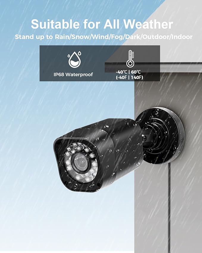 4CH 1080P Wired Security Camera System, AIWIXEN CCTV DVR with 512GB Hard Drive, 4 x Home Surveillance IP68 Waterproof Security Cameras with Human Vehicle Detection, Remote Access, 24-7 Recording