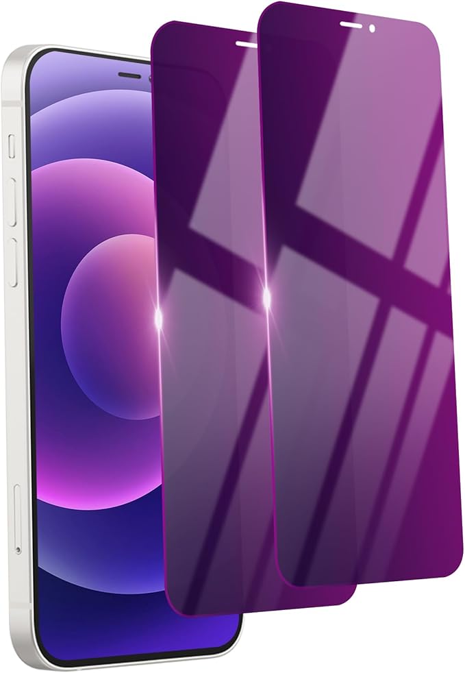 2 Pack Privacy Screen Protector for iPhone 12/12 Pro Tempered Glass 6.1'' Private Saver Anti-Spy Anti-Blue Light Eye Protection Anti-Scratch Full Coverage No Bubble