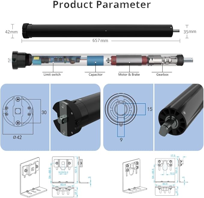 Smart Roller Shades Motor ZigBee 3.0, Motorized Blinds Retrofit Kit, DC24V Electric Tubular Motor Compatible with Alexa & Google Home, Brushless Copper & Quiet (6.0 N.m for Φ50mm (2") Groove Tube)