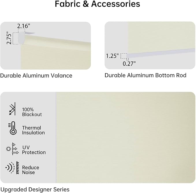 Motorized Coupled Shades, Blackout Smart Blinds for Large Windows Automatic Blinds Compatible with Alexa, Motorized Roller Shades Customized for Bedroom Home Office(Blackout-Vinyl Cream)