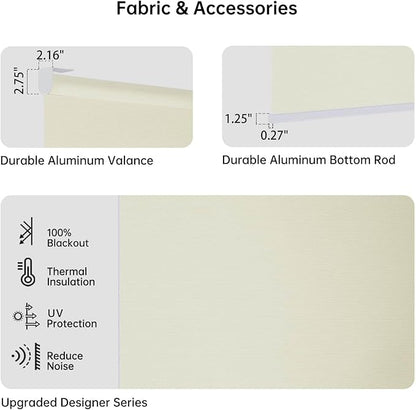 Motorized Coupled Shades, Blackout Smart Blinds for Large Windows Automatic Blinds Compatible with Alexa, Motorized Roller Shades Customized for Bedroom Home Office(Blackout-Vinyl Cream)