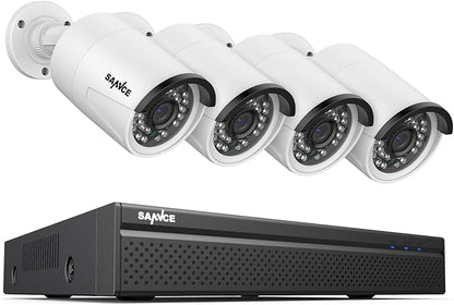 SANNCE 8CH 4K PoE Security Camera System - 8CH 8MP NVR Security System with 4pcs Wired 3MP Bullet Surveillance Cameras for 24/7 Recording, Smart Playback, Instant Email Alert with Images, NO HDD